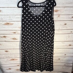 Susan Graver Black and White Polka Dot Midi Dress Xl